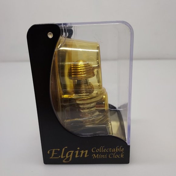 ELGIN WINDMILL GOLD AND SILVER TONE MINI CLOCK *RARE* GENUINE VINTAGE NEW SEALED - Picture 5 of 9